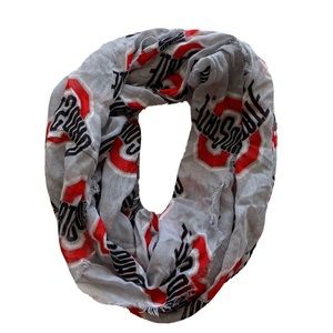 Ohio State Buckeyes Neck Scarf Infinity Sheer Lightweight with Fringe